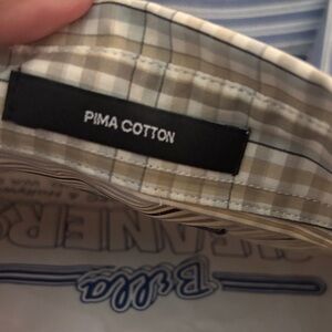 Pima Cotton Men's Beige Plaid Button-Down Shirt